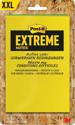 Post-it® Extreme Notes, ft 114 x 171 mm, 2 blokken van 25 blaadjes, geassorteerde kleuren — gekleurde notes