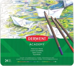 Derwent aquarelpotlood Academy , blik van 24 stuks in geassorteerde kleuren — aquarelverf