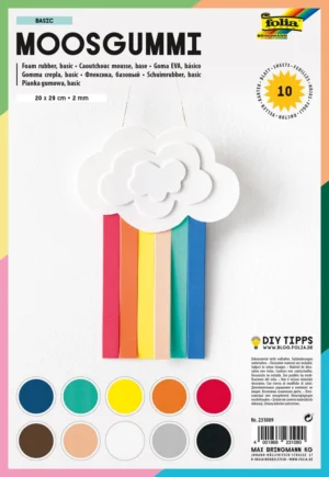 Folia mosgummi pak van 10 blad in 10 geassorteerde kleuren — hobbypapier en -karton