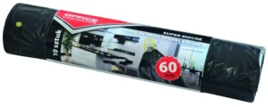 Rol OFFICE products vuilniszakken van LDPE, 60 liter, zwart, met trekband