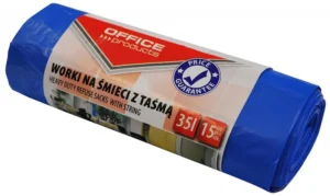 OFFICE products vuilniszak, LDHD, 25 micron, 35 liter, blauw, rol van 15 stuks — toebehoren voor vuilnisbakken