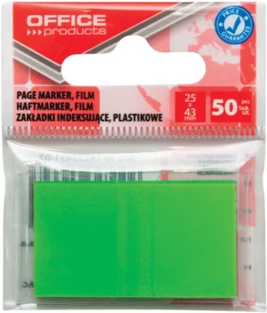 OFFICE products index, 25 x 43 mm, ophangzakje van 50 tabs, groen — tabs - markeren