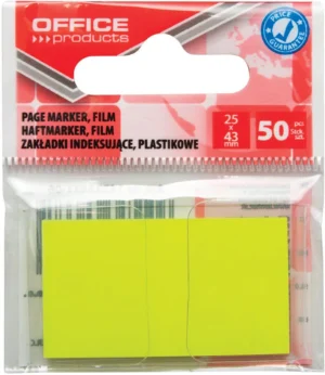 OFFICE products index, 25 x 43 mm, ophangzakje van 50 tabs, geel — tabs - markeren