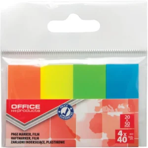 OFFICE products index, 20 x 50 mm, ophangzakje van 4 x 40 tabs, geassorteerde kleuren — tabs - markeren