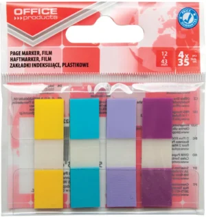 OFFICE products index, 12 x 43 mm, geassorteerde pastelkleuren, ophangzakje van 4 x 35 tabs — tabs - markeren