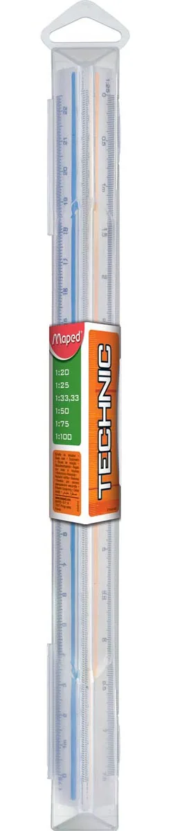 Maped driekantige schaallat groen: schaalverdeling 1:20, 1:25, 1:33,33, 1:50, 1:75, 1:100