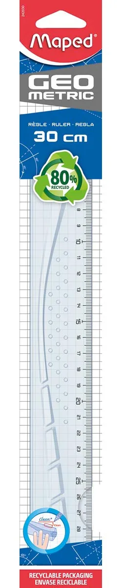 Maped lat Geometric 30 cm, transparant — latten uit kunststof