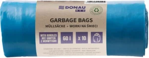 DONAU ECO vuilniszak, LDPE, 30 micron, 60 liter, blauw, rol van 10 stuks — toebehoren voor vuilnisbakken