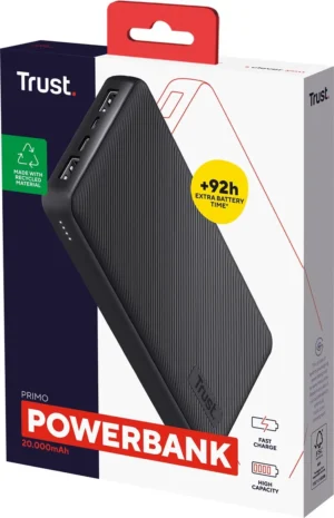 Trust Primo Eco powerbank, 20.000 mAh, zwart — detail 2