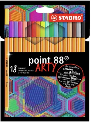 STABILO Point 88 fineliner ARTY, etui van 18 stuks, assorti — office fineliners