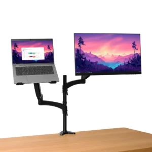 Trust Mara monitorarm, dubbele arm met 1 laptoparm, zwart — detail 2