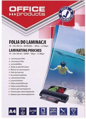 OFFICE products lamineerhoes A4, 200 micron (2 x 100 micron), pak van 100 stuks — toebehoren voor lamineermachines