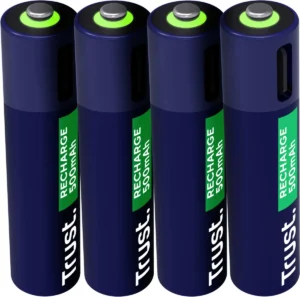 Trust USB-C herlaadbare batterijen AAA, blister van 4 stuks — oplaadbare batterijen