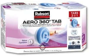Doos met vier Rubson AERO 360 navultabs van 450 g in lavendelgeur