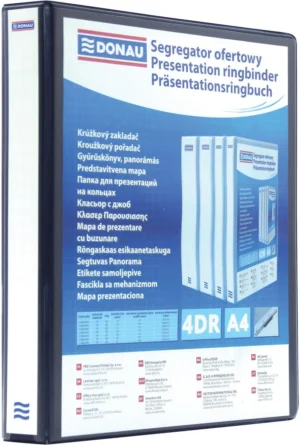 DONAU personaliseerbare ringmap, PP, ft A4, 4 D-ringen van 30 mm, zwart — personaliseerbare mappen