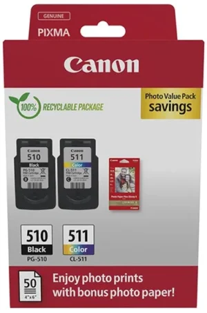 Canon PG-510 en CL-511 inktcartridges met fotopapier 10 Ć 15 cm in photo value pack