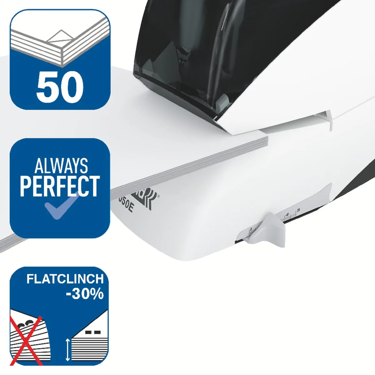 Rapid elektrische nietmachine R5050e, 50 blad, wit/zwart — detail 2