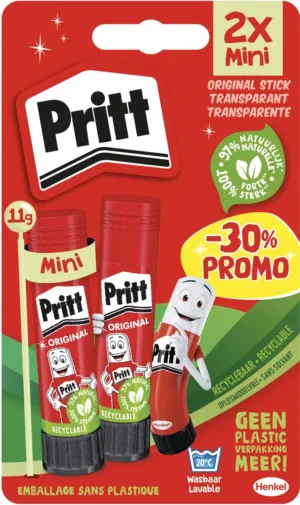 Pritt plakstift, 11 g, blister van 2 stuks, 2de aan halve prijs