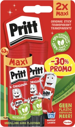 Pritt plakstift, 43 g, blister van 2 stuks, korting van 30 %