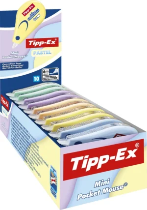 Tipp-Ex mini-pocket mouse pastel, doos van 10 stuks, assorti — correctierollers en vullingen