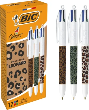 Bic 4-kleurenbalpen Leopard, doos van 12 stuks, assorti — detail 2