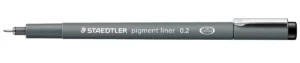 Staedtler pigment liner fineliner, ronde punt, schrijfbreedte 0,2 mm, zwart — school- en tekenfineliners