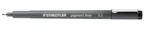Staedtler pigment liner fineliner, ronde punt, schrijfbreedte 0,5 mm, zwart — school- en tekenfineliners