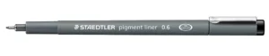 Staedtler pigment liner fineliner, ronde punt, schrijfbreedte 0,6 mm, zwart — school- en tekenfineliners