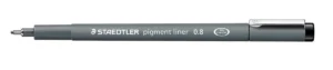 Staedtler pigment liner fineliner, ronde punt, schrijfbreedte 0,8 mm, zwart — school- en tekenfineliners