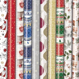 Geschenkpapier Kerst Präsenta, 70 cm x 2 m, geassorteerde kleuren