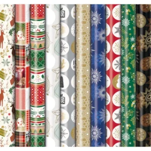 Geschenkpapier Kerst Premium, 70 cm x 2 m, geassorteerde kleuren