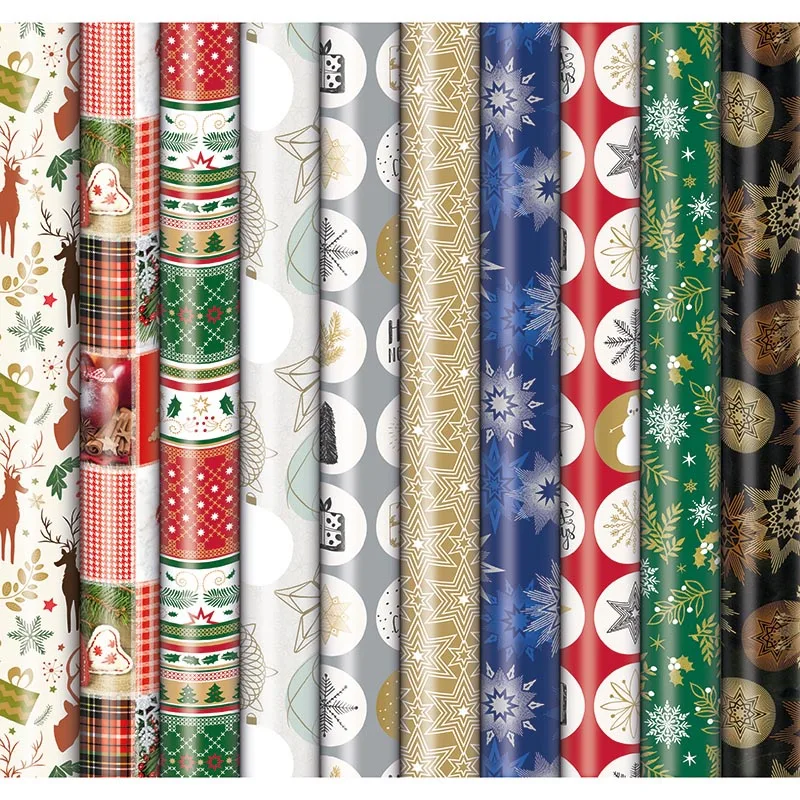 Rol kerstgeschenkpapier van Merkloos VH, 70 cm × 2 m, in geassorteerde kleuren