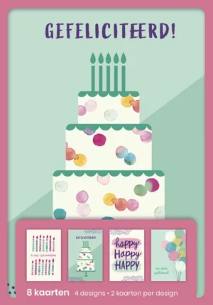 Hallmark wenskaarten, gefeliciteerd, blister van 8 stuks
