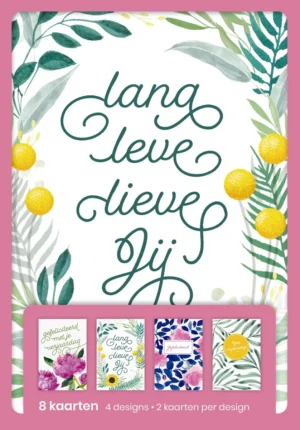 Hallmark wenskaarten, lang leve lieve jij, blister van 8 stuks
