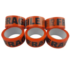 Verpakkingstape fragile breekbaar, ft 50 mm x 66 m, oranje — detail 2