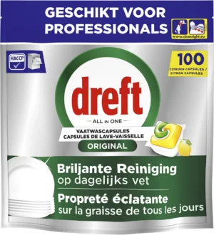 Dreft Pro Original vaatwastabletten, Lemon, pak van 100 capsules — afwasproduct
