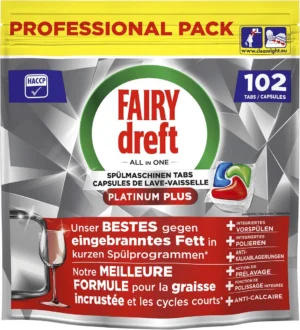 Dreft Pro Platinum Plus vaatwastabletten, Regular, pak van 102 capsules — afwasproduct