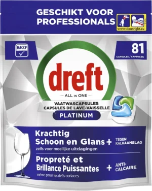 Dreft Pro Platinum vaatwastabletten, Regular, pak van 81 capsules — afwasproduct