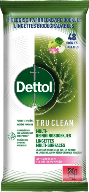Dettol reiningsdoekjes TruClean, appelbloesem, pak van 48 stuks — reinigingsproduct