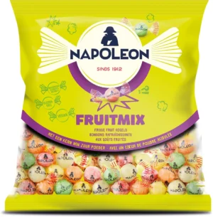Zak Napoleon snoepjes fruitmix van 1 kg met individueel verpakte zure snoepjes