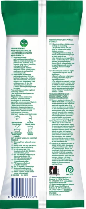 Dettol reiningsdoekjes desinfecterend, pak van 110 stuks — detail 2
