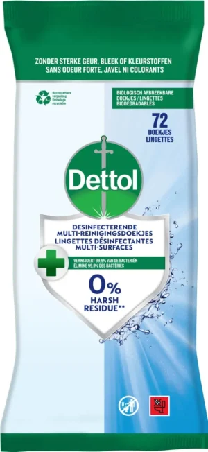 Dettol reiningsdoekjes desinfecterend, pak van 72 stuks — reinigingsproduct