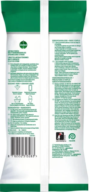 Dettol reinigingsdoekjes antibacterieel - citroen, pak van 30 stuks — productfoto 2