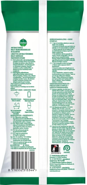 Dettol reiningsdoekjes antibacterieel, oceaanfris, pak van 72 stuks — detail 2