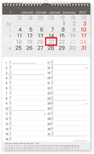 Maandkalender Memo-Manager, viertalig, 2027 — scheurkalender 2027