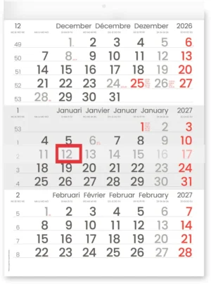 Driemaandskalender Compact, 2027 — mementokalender 2027