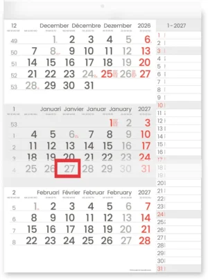 Driemaandskalender Compact Notes, 2027 — mementokalender 2027
