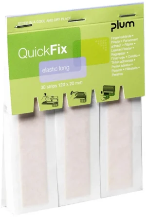 Plum QuickFix navulling met 30 elastische textielpleisters van 120 × 20 mm in vleeskleur