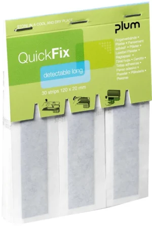 Navulpak Plum QuickFix met 30 detecteerbare blauwe pleisters van 120 × 20 mm