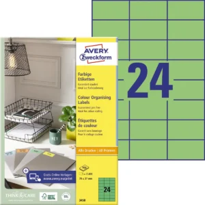 Avery gekleurde universele etiketten ft 70 x 37 mm (b x h), 2400 stuks, groen — detail 2